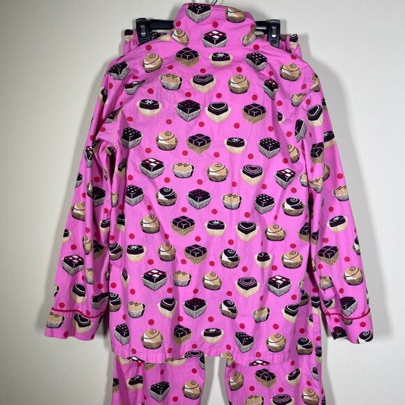 La Senza Pink Sweet Treat Print Button-up PJ Set Medium 100% Cotton! - Picture 6 of 7
